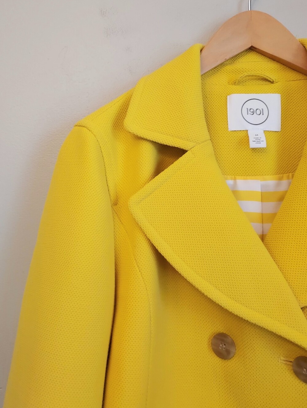 1901 Nordstrom Yellow Double Breasted Peacoat Jacket Size Medium - Picture 3 of 13